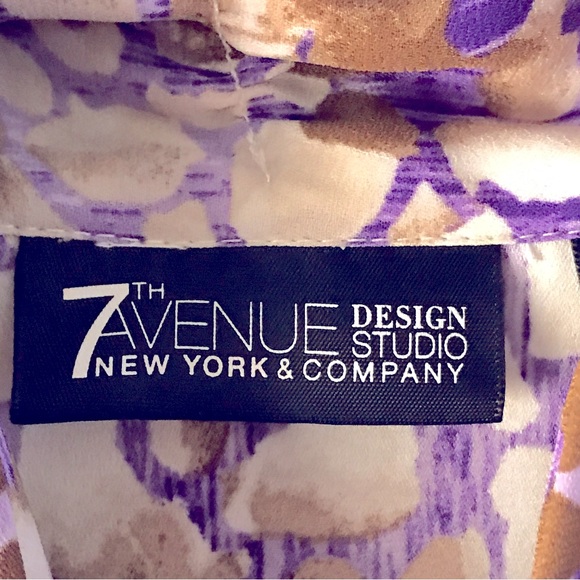 NY & Co Purple Printed Blouse - Picture 2 of 5